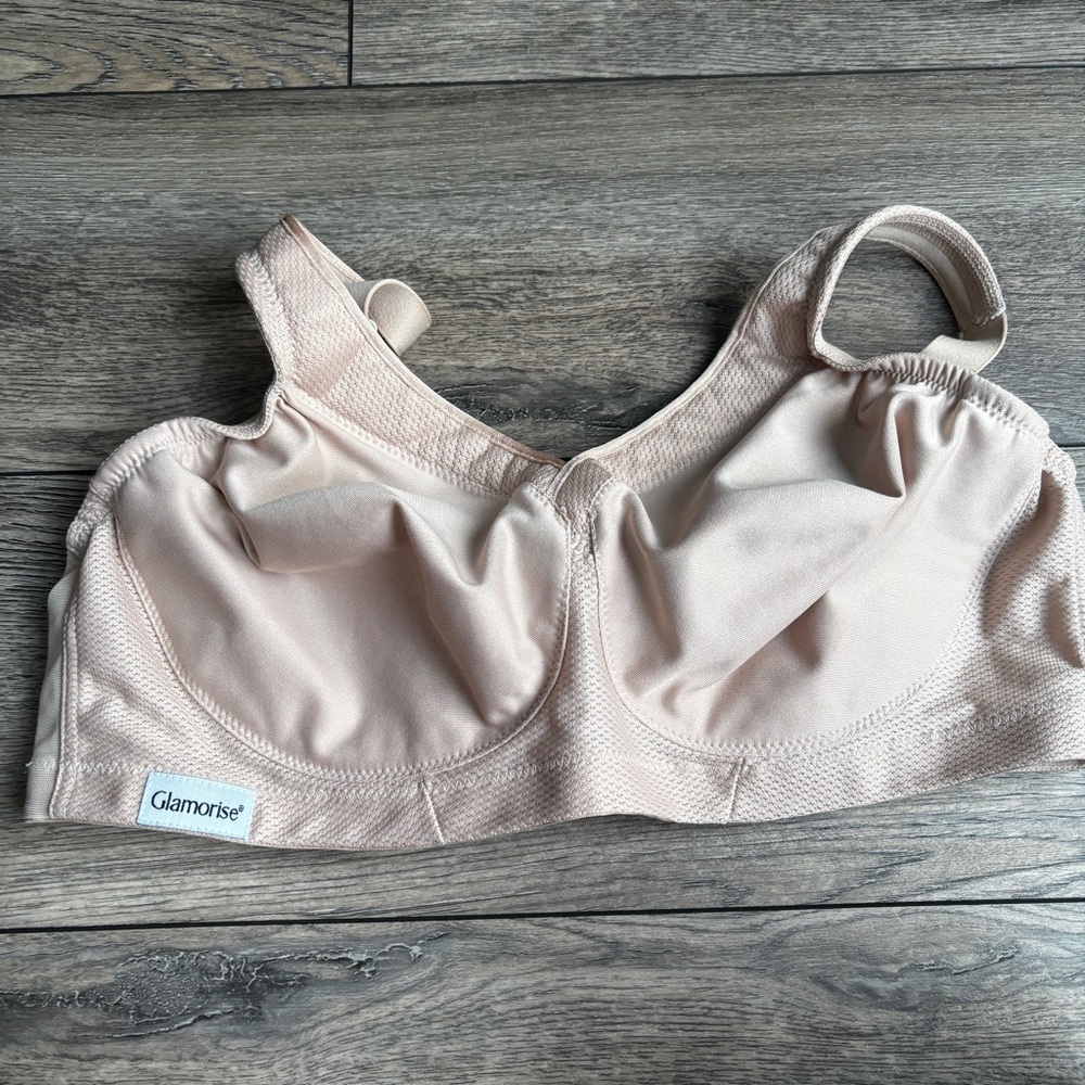 Glamorise Magic Lift Seamless Wire Free Sports Bra Nude Beige Tan Sz 42C #1006